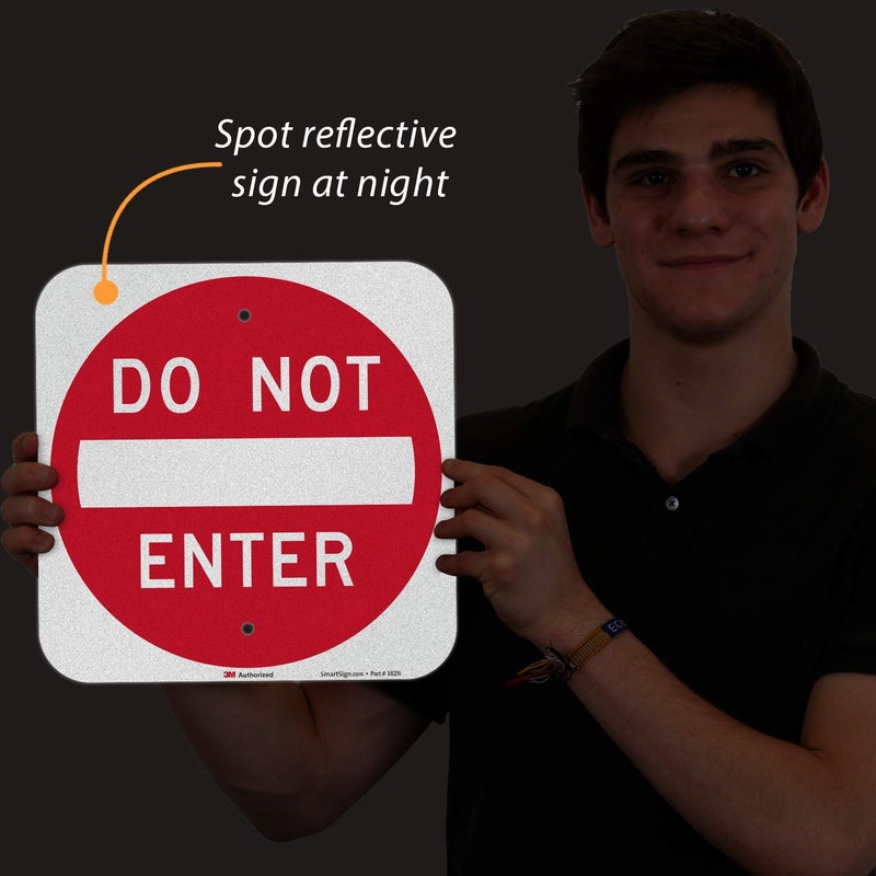 SmartSign علامة SmartSign-K-1307-EG "لا تدخل" | 12" × 12" ألومنيوم عاكس من الدرجة الهندسية 3M - أحمر على أبيض - Image 3